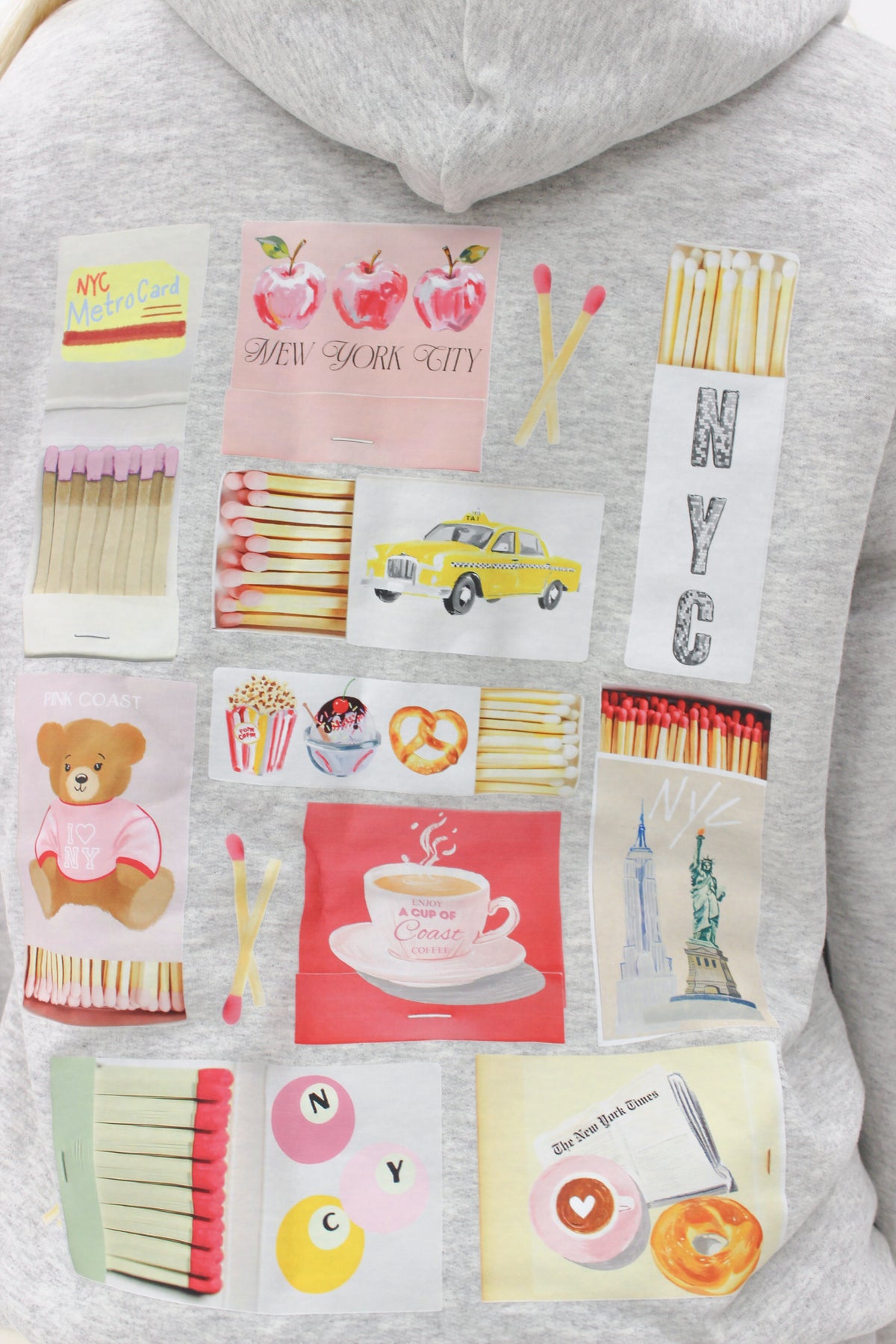 Pink Coast NYC Matchbox Hoodie ♡ Pink Coast Edition Grey – Pink Coast Boutique