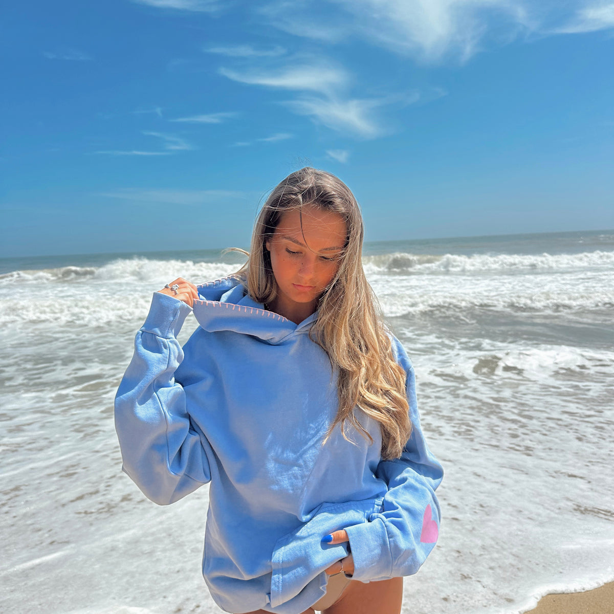 Pink Coast Pink Coast Signature Hoodie ♡ Periwinkle – Pink Coast Boutique
